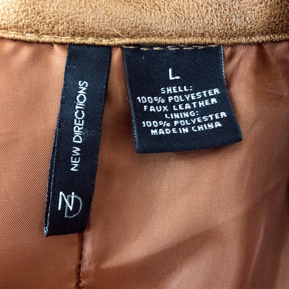 Jacket Dress Coat Women's Tan Faux Leather Large - Picture 4 of 8